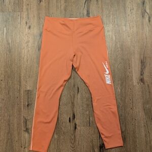 Nike Vibrant Orange Leggings with White Logo